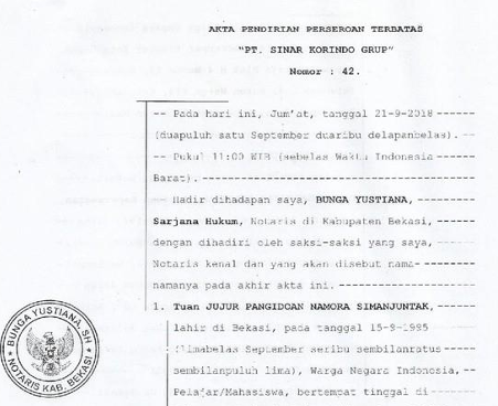 Dokumen Akta Pendirian